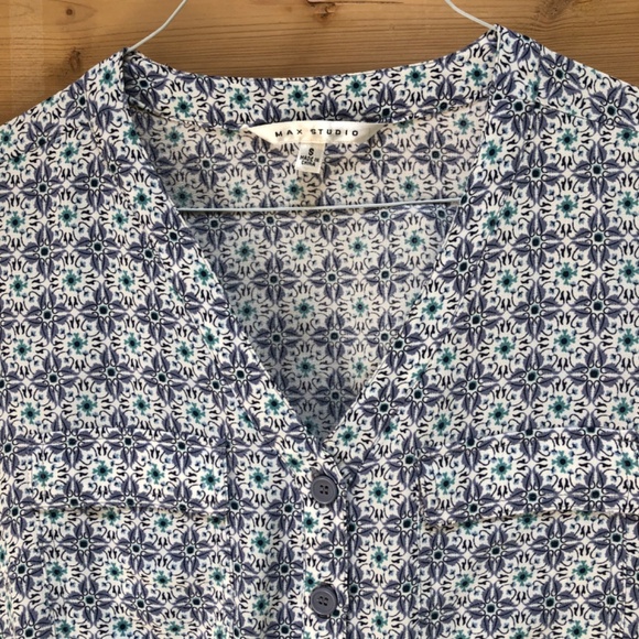 Max Studio Mosaic Blue Printed Drawstring Short Dress Size S - Picture 8 of 11